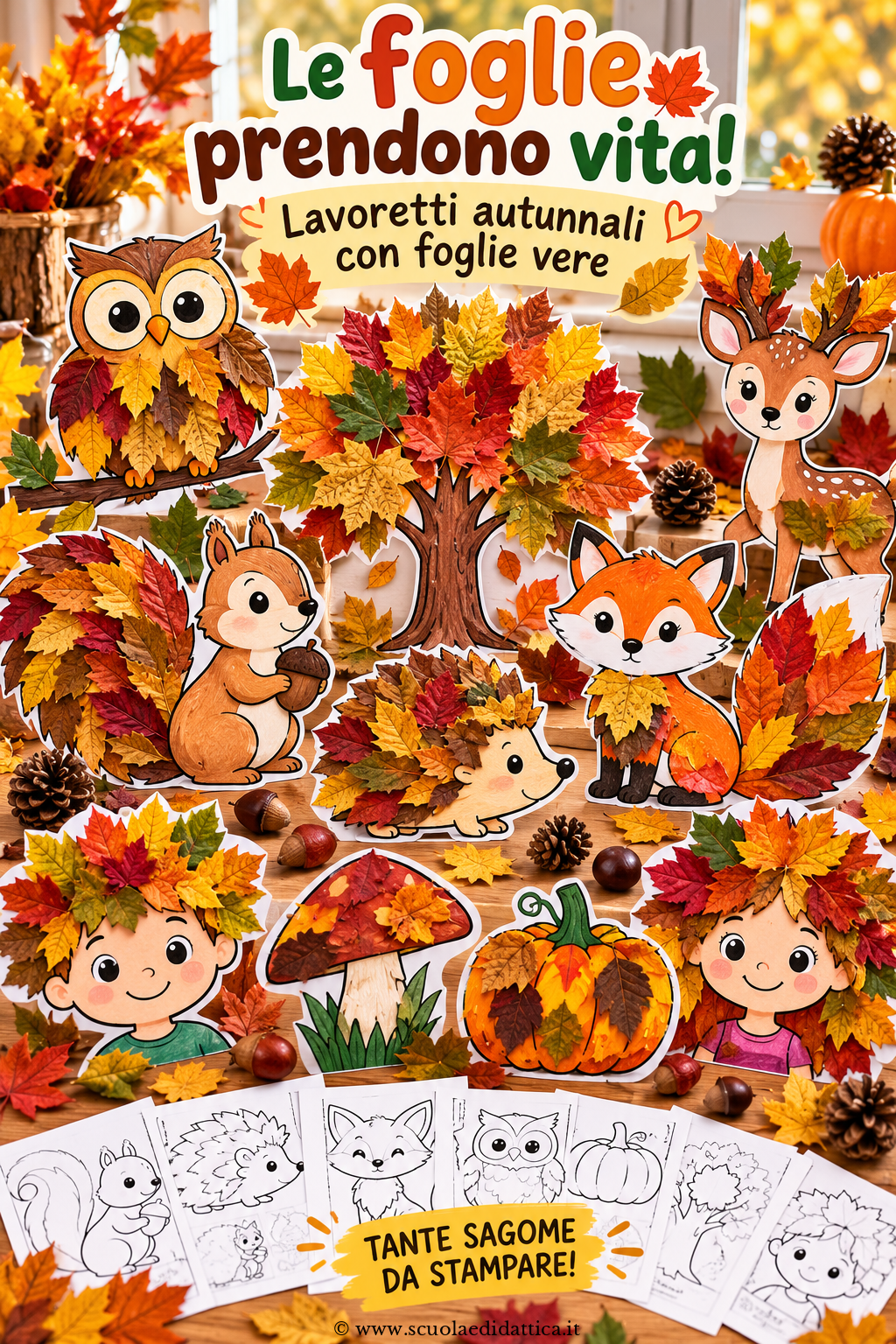 Lavoretti con foglie per bambini