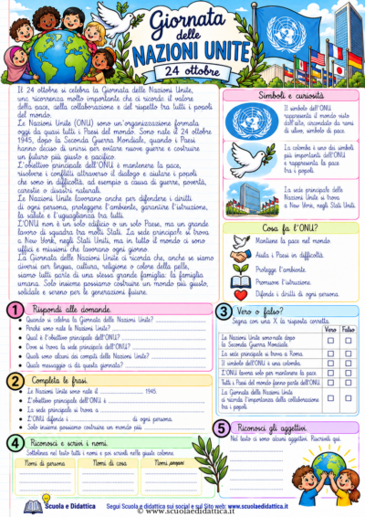 Scheda didattica giornata nazioni unite corsivo